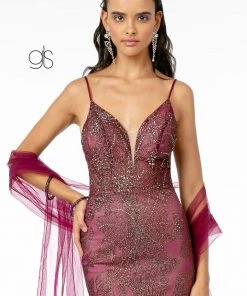 Fitted Long Sweetheart Glitter Print Dress By Elizabeth K GL2989 9 Fitted Long Sweetheart Glitter Print Dress By Elizabeth K GL2989