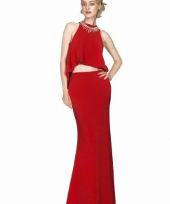 Fitted Long Two Piece Dress By Cinderella Divine A1602