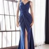 Fitted Long V-Neck Jersey Dress By Cinderella Divine C81730