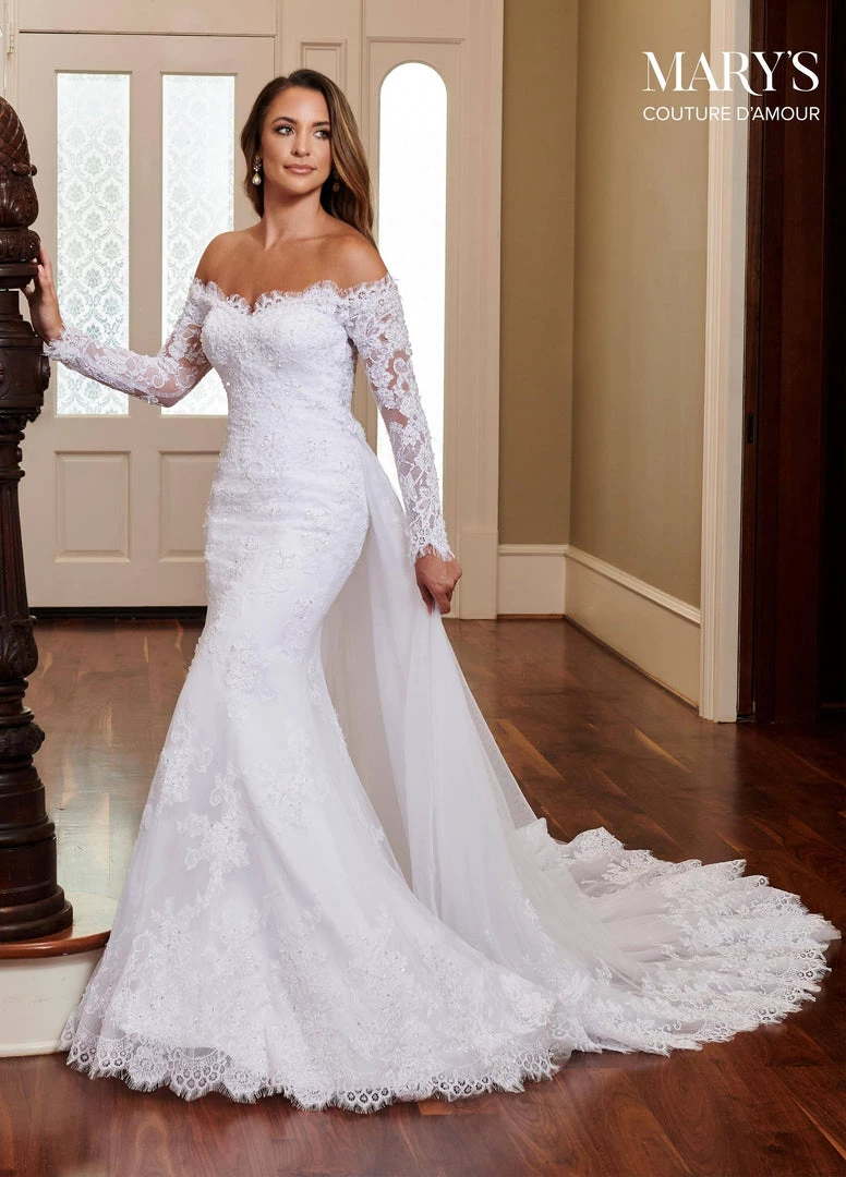 Mary's Bridal Couture Damour Collection Fitted Off Shoulder Bridal Gown By Mary's Bridal MB4009 3 Mary's Bridal Couture Damour Collection Fitted Off Shoulder Bridal Gown By Mary's Bridal MB4009