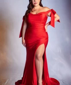 Fitted Off Shoulder Gown By Cinderella Divine CD943 60 Fitted Off Shoulder Gown By Cinderella Divine CD943