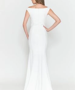 Fitted Off Shoulder Jersey Dress By Poly USA 8724