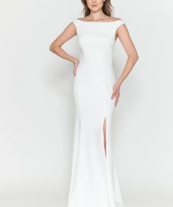 Fitted Off Shoulder Jersey Dress By Poly USA 8724