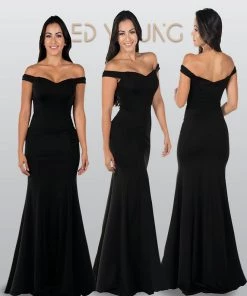 Fitted Off Shoulder Jersey Gown By Poly USA 8160 17 Fitted Off Shoulder Jersey Gown By Poly USA 8160