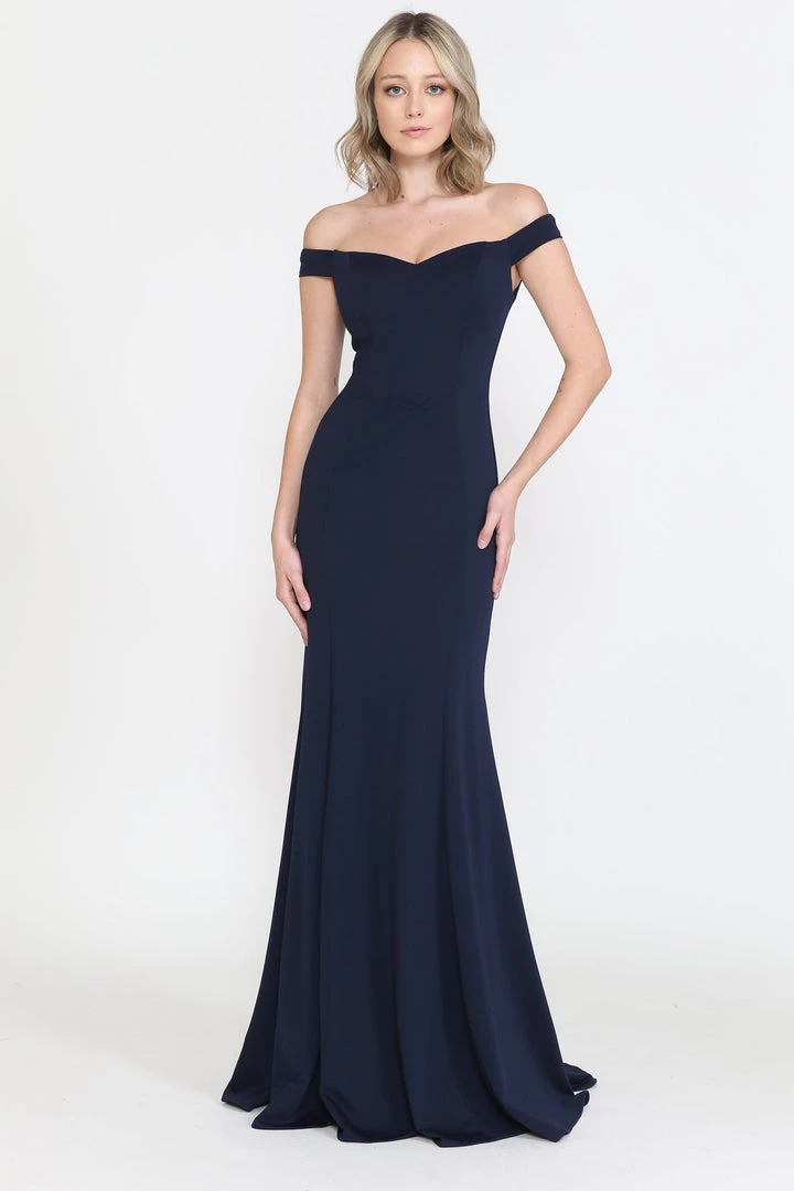 Fitted Off Shoulder Jersey Gown By Poly USA 8160 3 Fitted Off Shoulder Jersey Gown By Poly USA 8160