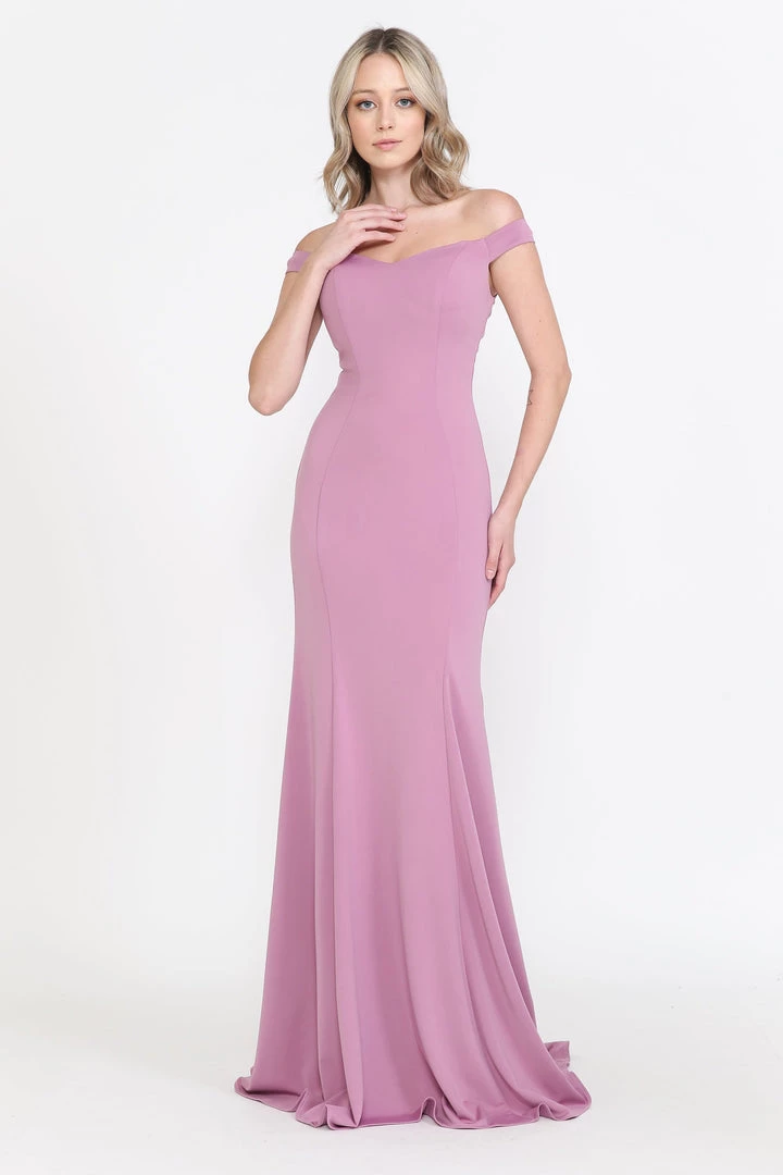 Fitted Off Shoulder Jersey Gown By Poly USA 8160 6 Fitted Off Shoulder Jersey Gown By Poly USA 8160