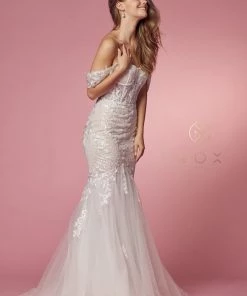 Prom Fitted Off Shoulder Lace Gown By Nox Anabel JS924