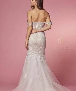 Prom Fitted Off Shoulder Lace Gown By Nox Anabel JS924