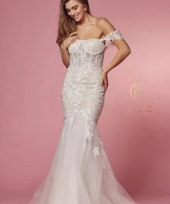 Prom Fitted Off Shoulder Lace Gown By Nox Anabel JS924