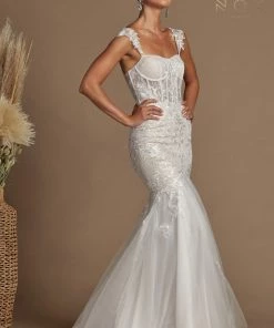 Prom Fitted Off Shoulder Lace Gown By Nox Anabel JS924