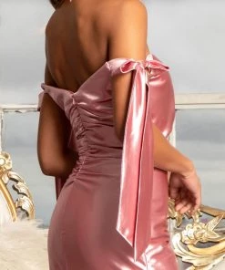 Fitted Off Shoulder Satin Gown By Elizabeth K GL3059 Prom