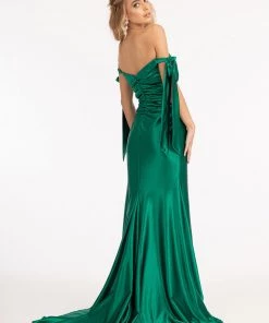 Fitted Off Shoulder Satin Gown By Elizabeth K GL3059 Prom