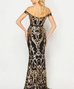 Fitted Off Shoulder Sequin Print Gown By Juliet 247 Prom 20 Fitted Off Shoulder Sequin Print Gown By Juliet 247 Prom