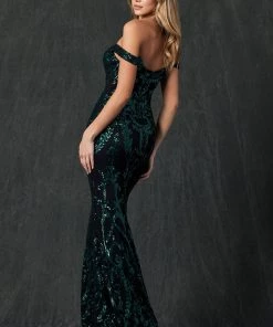 Fitted Off Shoulder Sequin Print Gown By Juliet 247 Prom 18 Fitted Off Shoulder Sequin Print Gown By Juliet 247 Prom