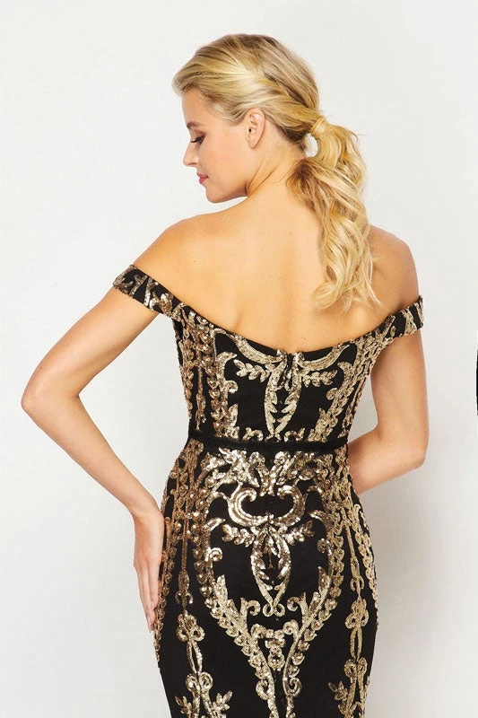 Fitted Off Shoulder Sequin Print Gown By Juliet 247 Prom 12 Fitted Off Shoulder Sequin Print Gown By Juliet 247 Prom