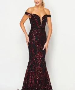 Fitted Off Shoulder Sequin Print Gown By Juliet 247 Prom 15 Fitted Off Shoulder Sequin Print Gown By Juliet 247 Prom