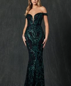 Fitted Off Shoulder Sequin Print Gown By Juliet 247 Prom 17 Fitted Off Shoulder Sequin Print Gown By Juliet 247 Prom