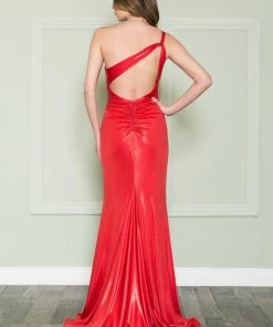 Prom Fitted One Shoulder Shimmer Gown By Poly USA 8904