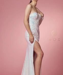 Fitted One Sleeve Sequin Gown By Nox Anabel S1017 Prom