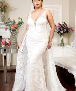 Fitted Overskirt Wedding Gown By Elizabeth K GL1903