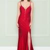 Prom Fitted Rhinestone Deep V-Neck Gown By Poly USA 8892