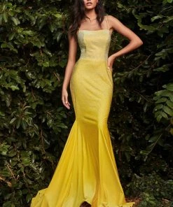 Fitted Rhinestone Lace-Up Gown By Cinderella Divine CD0179