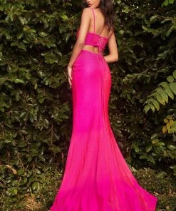 Fitted Rhinestone Satin Gown By Cinderella Divine KV1063