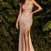 Fitted Sequin Cowl Gown By Cinderella Divine CF199 Prom