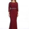 Fitted Sequin Lace Mermaid Dress With 3/4 Sleeves By Celavie 6432L Prom