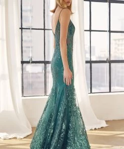Prom Fitted Sequin Print V-Neck Gown By Juliet 274 31 Prom Fitted Sequin Print V-Neck Gown By Juliet 274