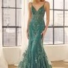 Prom Fitted Sequin Print V-Neck Gown By Juliet 274