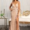 Fitted Sequin Slit Gown By Elizabeth K GL3023 Prom