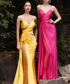 Fitted Sheer Rhinestone Gown By Cinderella Divine CDS410 Prom