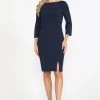 Fitted Short 3/4 Sleeve Dress By Poly USA 8526 1 Fitted Short 3/4 Sleeve Dress By Poly USA 8526