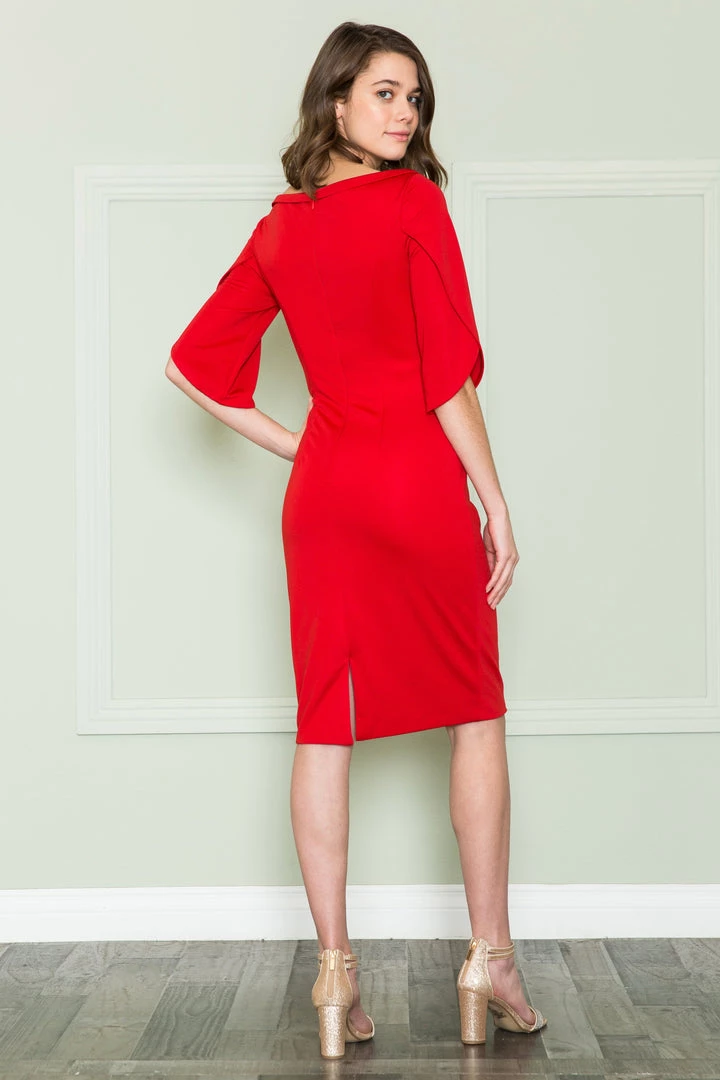 Prom Fitted Short Mid-Sleeve Jersey Dress By Poly USA 8772 4 Prom Fitted Short Mid-Sleeve Jersey Dress By Poly USA 8772