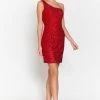 Fitted Short One Shoulder Sequin Dress By Poly USA 8804
