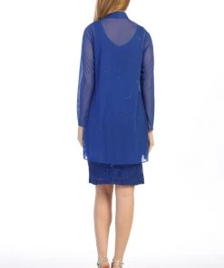 Bridesmaid Dresses Fitted Short Sequin Lace Dress With Cardigan By Celavie 6431