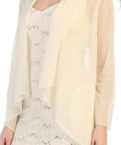 Bridesmaid Dresses Fitted Short Sequin Lace Dress With Cardigan By Celavie 6431