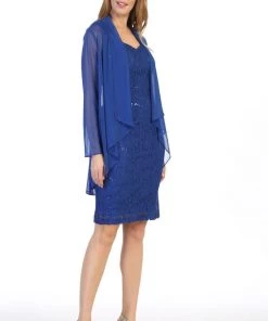 Bridesmaid Dresses Fitted Short Sequin Lace Dress With Cardigan By Celavie 6431