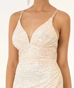 Fitted Short Strappy Back Sequin Dress By Elizabeth K GS1910