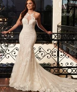 Lo Adoro By Mary's Bridal Fitted Sleeveless Halter Bridal Gown By Mary's Bridal M763 Wedding Dresses