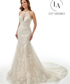 Lo Adoro By Mary's Bridal Fitted Sleeveless Halter Bridal Gown By Mary's Bridal M763 Wedding Dresses