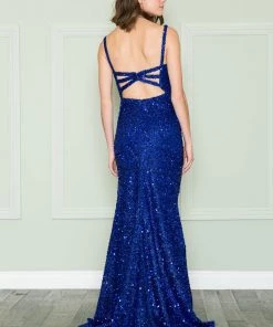 Fitted Sleeveless Sequin Gown By Poly USA 8872 Prom
