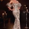 Fitted Strapless Glitter Gown By Cinderella Divine J820
