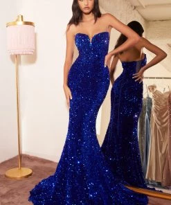 Fitted Strapless Sequin Gown By Cinderella Divine CH151