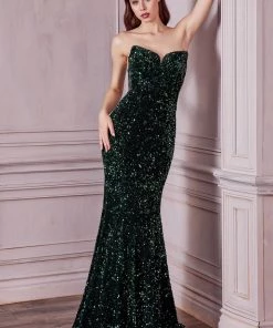 Fitted Strapless Sequin Gown By Cinderella Divine CH151