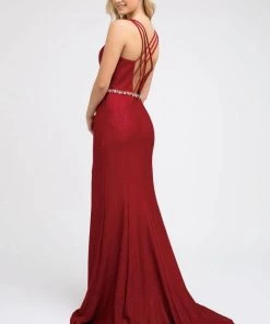 Prom Fitted Strappy Back Glitter Gown By Juliet 237