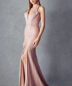 Prom Fitted Strappy Back Glitter Gown By Juliet 237