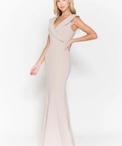 Fitted V-Neck Jersey Gown By Poly USA 8726 15 Fitted V-Neck Jersey Gown By Poly USA 8726
