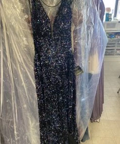 Prom Fitted V-Neck Sequin Gown By Cinderella Divine CF318